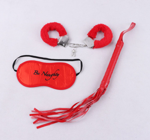 ست شلاق، چشمبند، دستبند فلزی خزدار